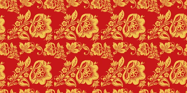 Vecteur de motif sans couture russe avec décor hohloma — Image vectorielle