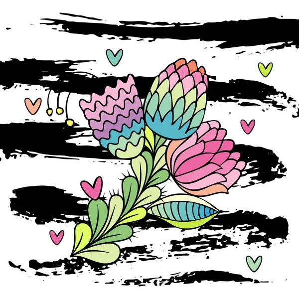 Hand drawn stylish flower vector — Stock Vector