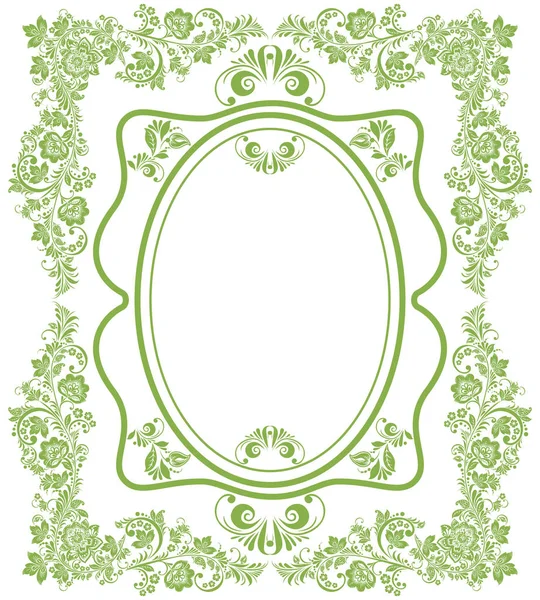 Groene eco Russische floral frame achtergrond — Stockfoto