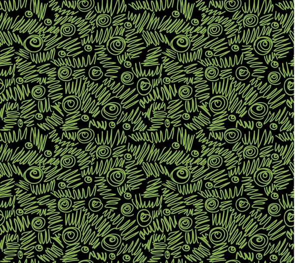 Ecology doodles seamless pattern black background