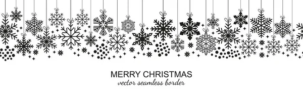 Festive seamless snowflake border white background — Stock Vector