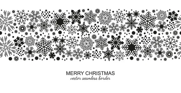 Monochrome seamless snowflake border, Christmas — Stock Vector