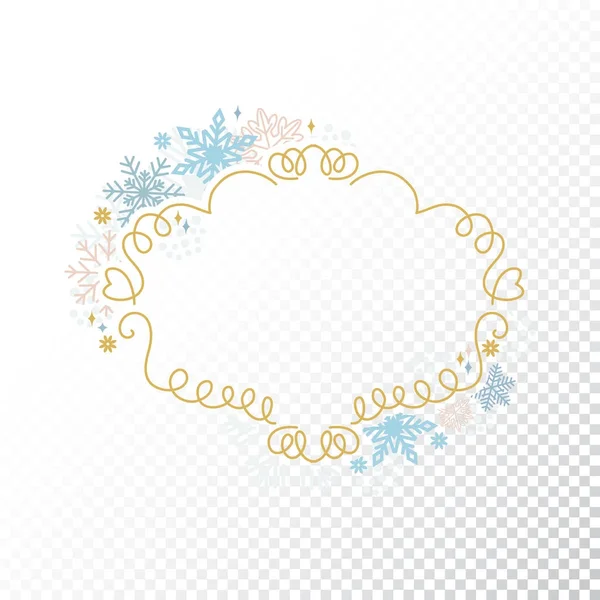 Snowflake frame, transparent background, xmas — Stock Vector