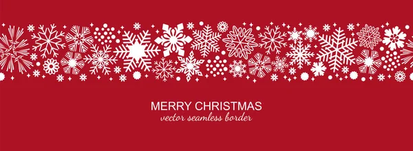 White and red seamless snowflake border, Christmas — Stock Vector