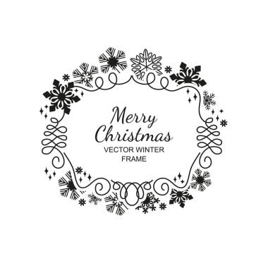 Siyah kar tanesi çerçeve, beyaz arka plan, Xmas