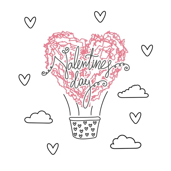 Ballon d'air en forme de cœur, Saint Valentin — Image vectorielle