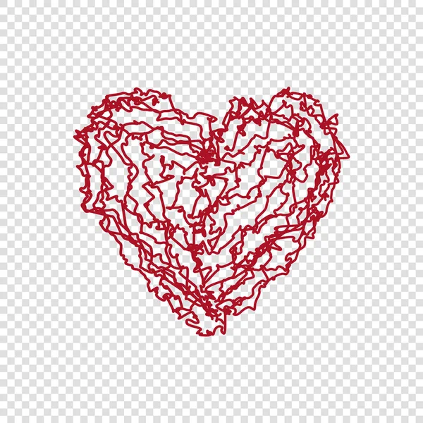 Corazón de garabato dibujado a mano sobre fondo transparente — Vector de stock