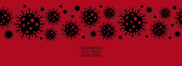 Coronavirus - 2019 - nCoV. Covid 19 Безшовний Знамено з Coronavirus Bacteria Cell Icons. — стоковий вектор