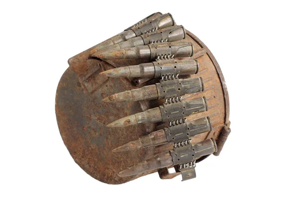 Old Rusty Machine Gun Ammunition Case Isolated — Stock Photo, Image