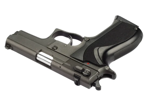 9Mm Handgun Isolado Branco — Fotografia de Stock