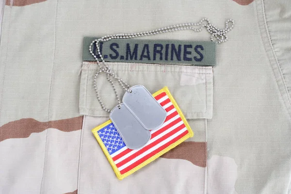 Kiev Ukraine June 2015 Marines Branch Tape Dog Tags Flag — Stock Photo, Image