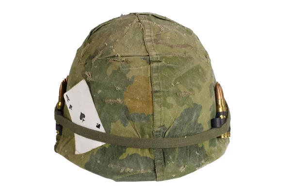 Oss Armén Hjälm Vietnam War Period Med Kamouflage Täcka Och — Stockfoto