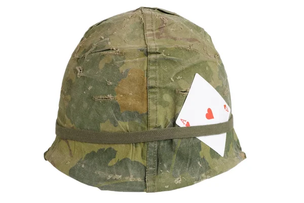 Ons Leger Helm Vietnam Oorlog Periode Met Camouflage Cover Met — Stockfoto