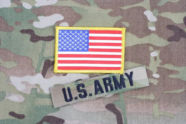 乌克兰 2015年9月5日 美国陆军分支带旗补丁的伪装制服 — 图库照片