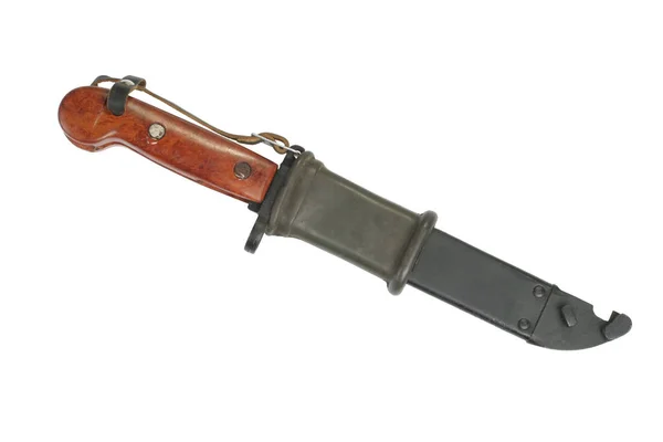 Baionetta Kalashnikov Con Sega Isolata Bianco — Foto Stock