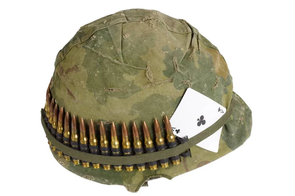 Casco Del Ejército Estados Unidos Vietnam Período Guerra Con Cubierta —  Fotos de Stock