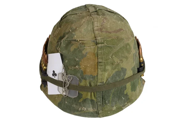 Casco Del Ejército Estados Unidos Vietnam Período Guerra Con Cubierta —  Fotos de Stock