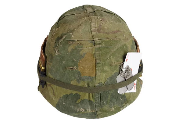 Oss Armén Hjälm Vietnam War Period Med Kamouflage Täcka Och — Stockfoto