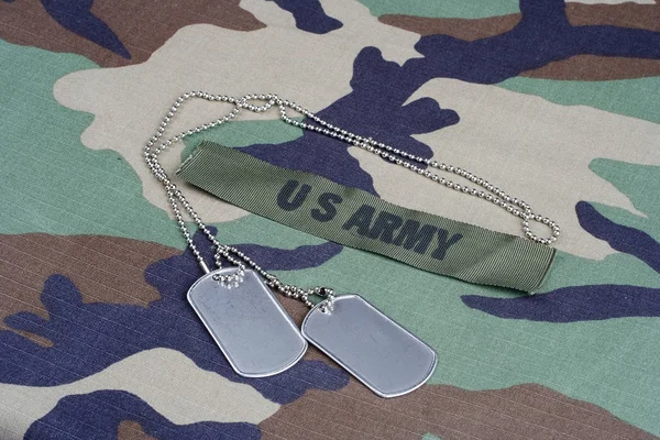 Kiev Ukraine June 2015 Army Branch Tape Dog Tags Woodland — Stock Photo, Image