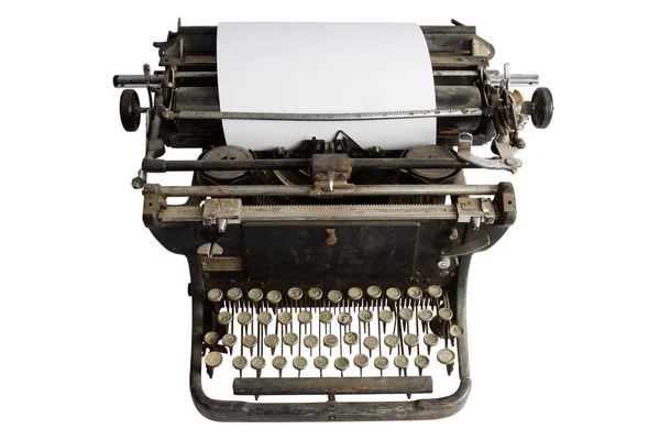 Vintage Retro Máquina Escrever Isolado Fundo Branco — Fotografia de Stock