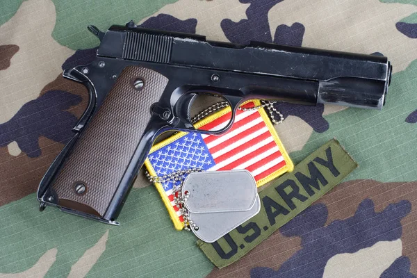 Kiev Ukraine June 2015 Army Branch Tape M1911 Handgun Dog — Stock Photo, Image