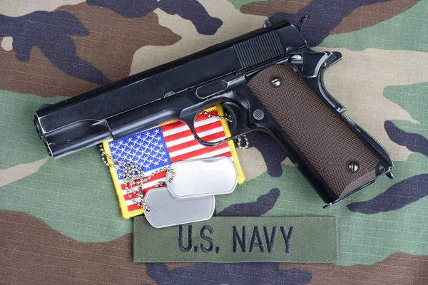 Kiev Ukraine June 2015 Navy Branch Tape M1911 Handgun Dog — Stock Photo, Image