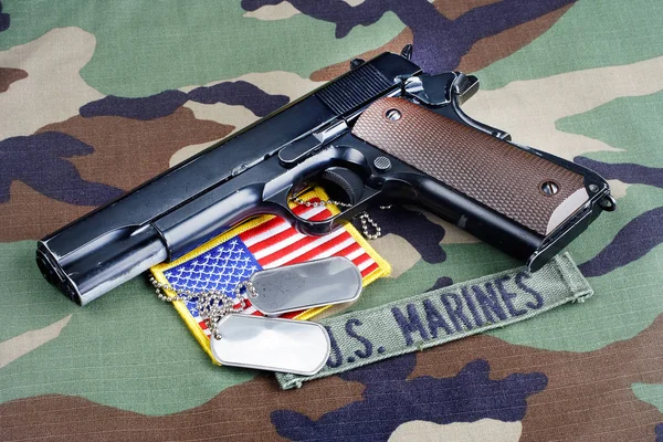 Kiev Ukraine Juni 2015 Marines Branch Tape M1911 Handgun Dog — Stockfoto