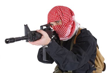 East Islamic rebel with assault rifle  clipart