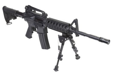 assault rifle with bipod isolated on a white background clipart