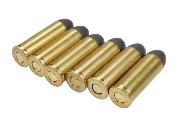 De cartridges van de.45 pistool dateert uit 1872 geïsoleerd op wit — Stockfoto