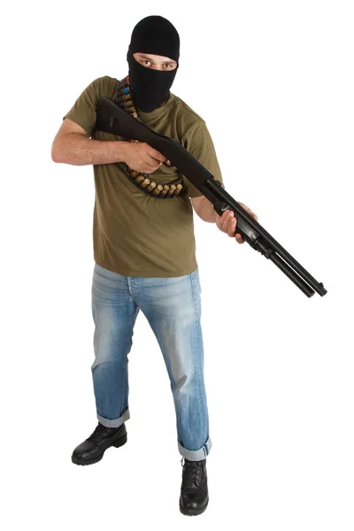 A fekete maszk shotgun rabló — Stock Fotó