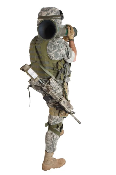 Soldado do Exército dos EUA com lançador de foguetes AT4 — Fotografia de Stock