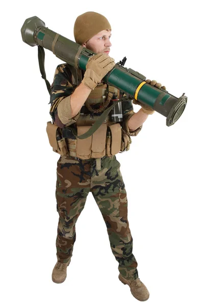 Private Military Company operator with AT4 rocket launcher — Stock Photo, Image