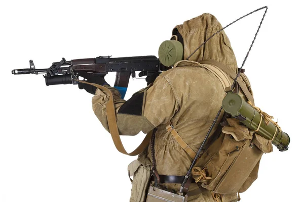 Stalker in maschera antigas con arma — Foto Stock