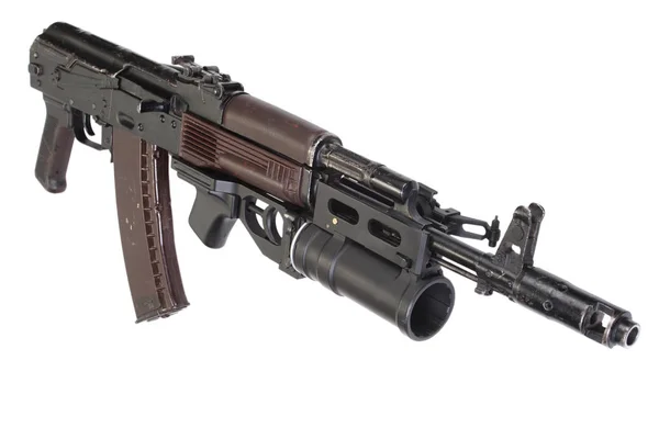 Kalashnikov AK 74 con lanciagranate GP-25 isolato su bianco — Foto Stock