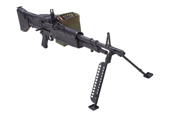 M60 带 amminition 胶带的机枪 — 图库照片