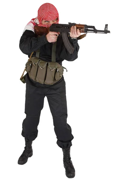 Oriente rebelde islámico con pistola kalashnikov —  Fotos de Stock
