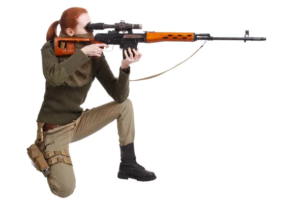 Meisje sniper met Flummoxes US Navy Svd — Stockfoto