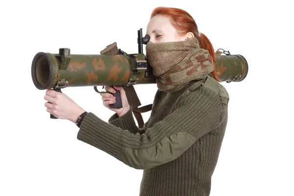 Mercenario chica con lanzacohetes RPG —  Fotos de Stock