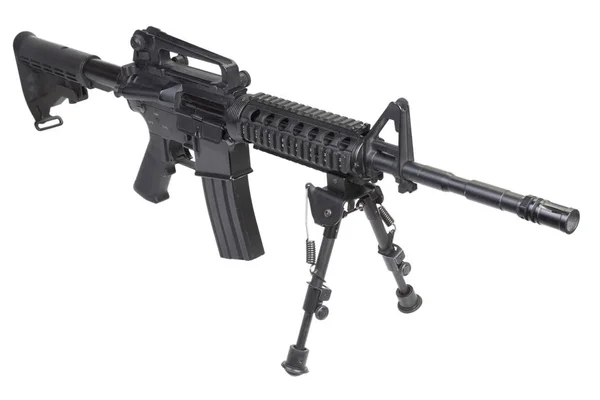 Assault rifle with bipod isolated on a white background — Stock Photo, Image