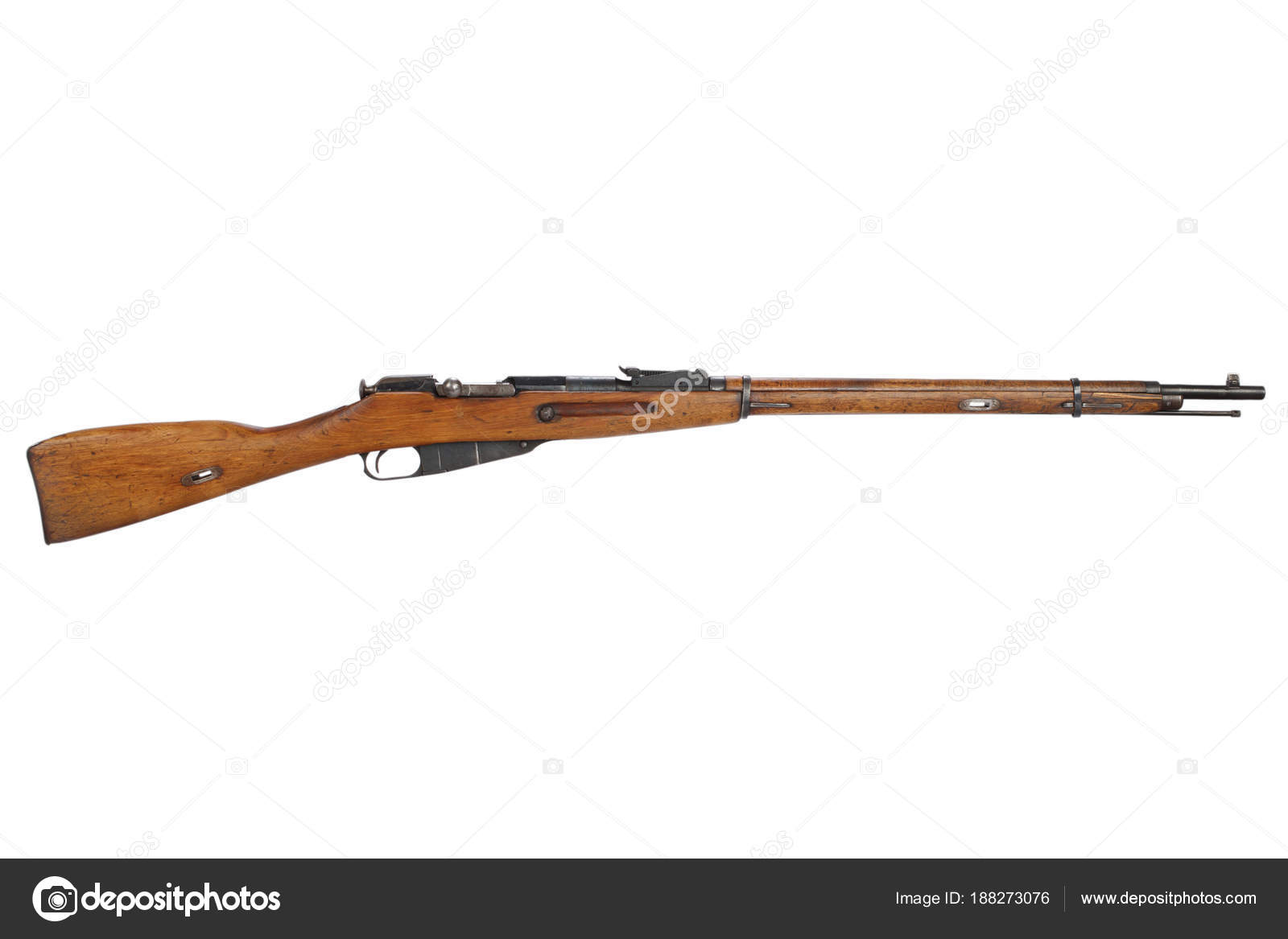 Russian Ww1 Period Mosin Nagant Rifle Isolated White Stock Photo