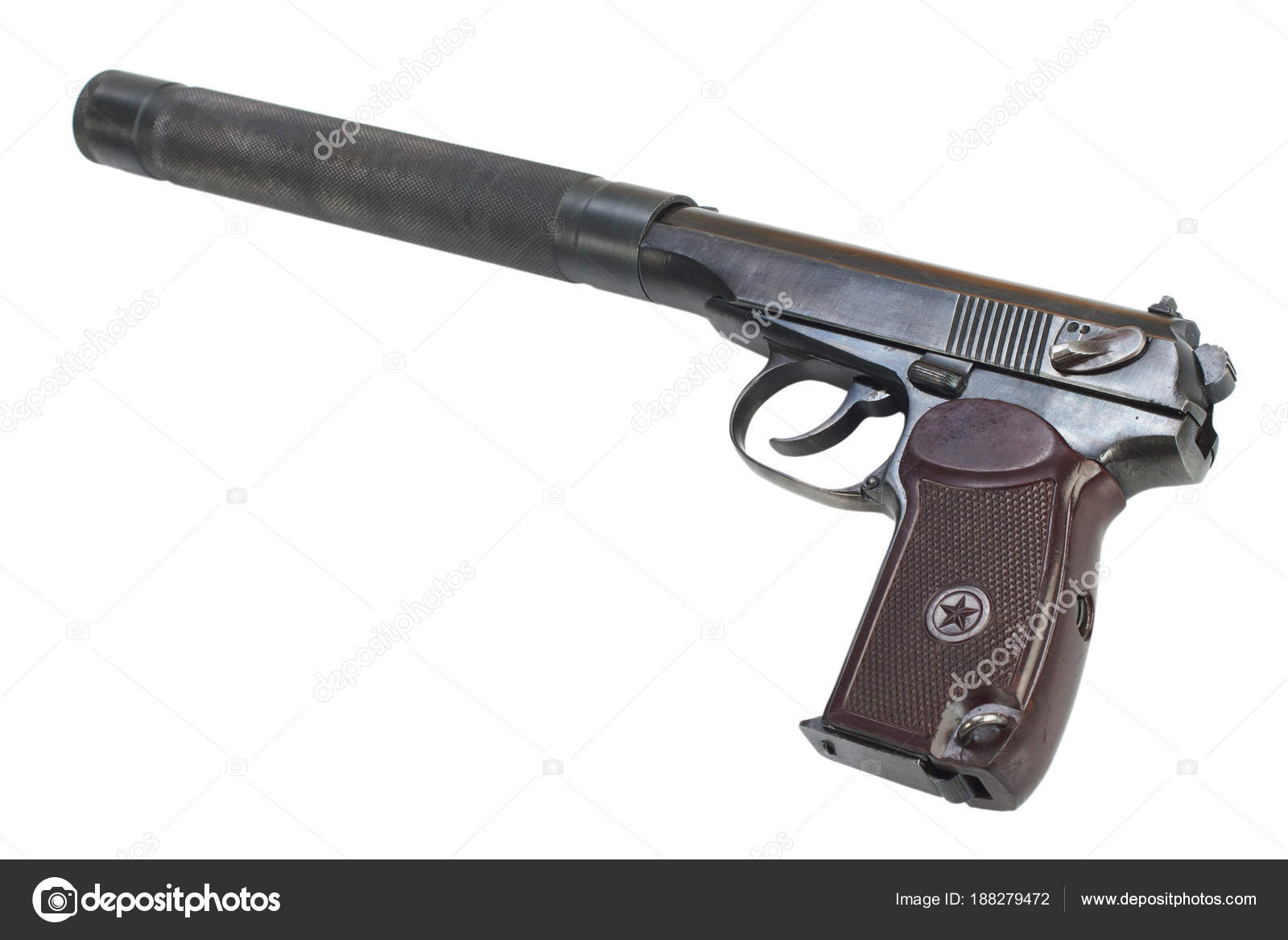 ussr makarov pistol silencer isolated stock photo zim90 188279472