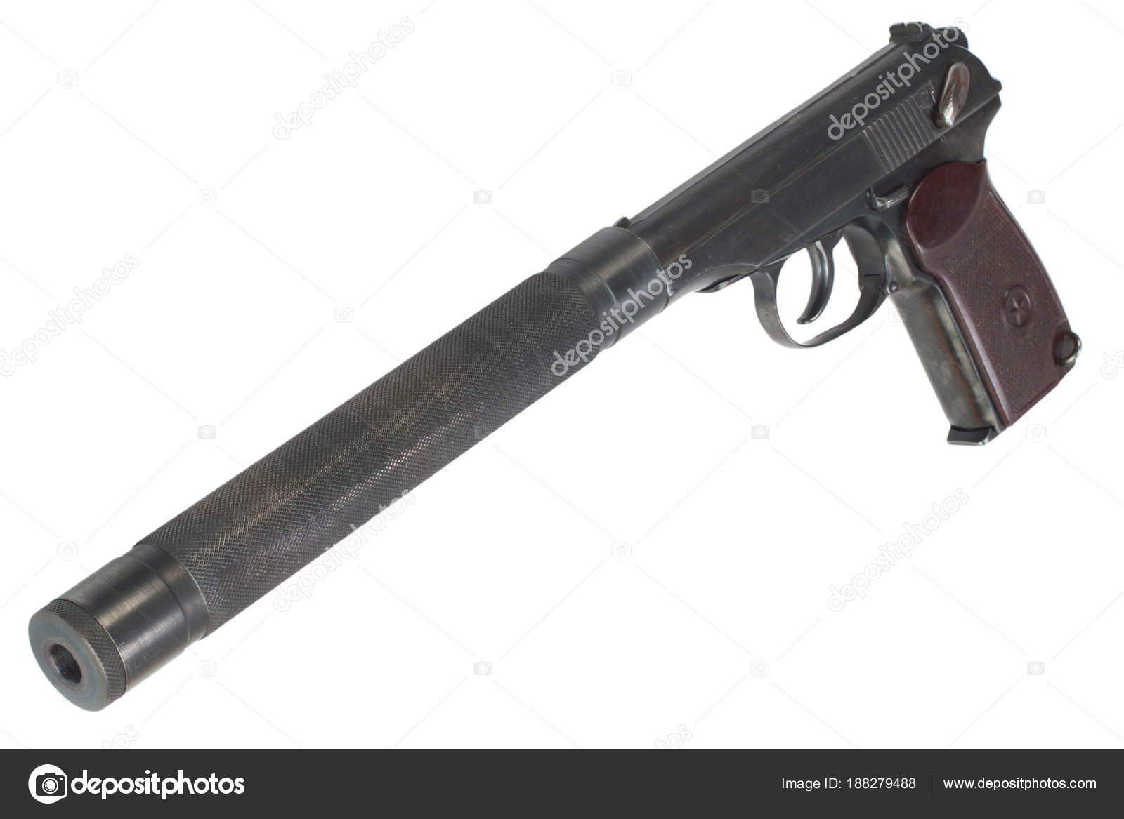 ussr makarov pistol silencer isolated stock photo zim90 188279488