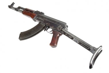 Rare first model AK - 47 assault rifle isolated on white clipart