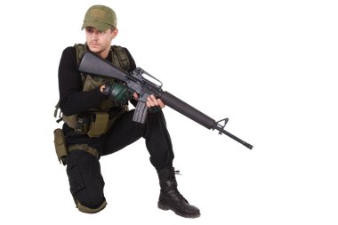 Private military contractor - mercenary with m16 rifle clipart