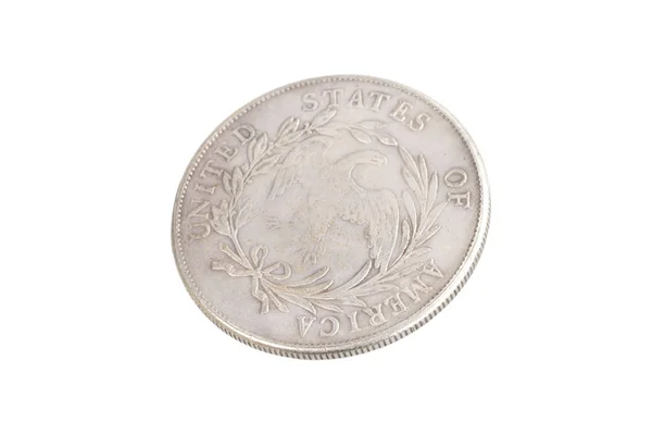 Viejo Dólar Plata Vintage Aislado Fondo — Foto de Stock