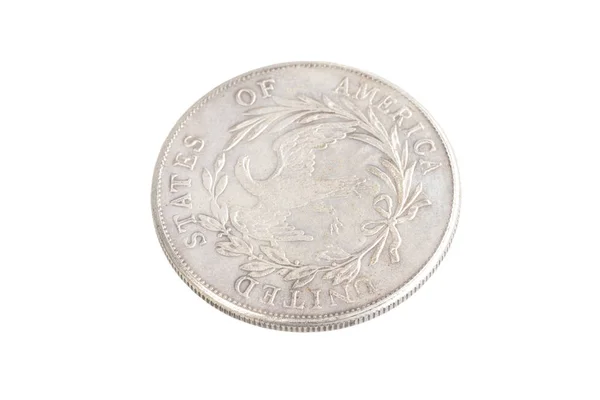 Viejo Dólar Plata Vintage Aislado Fondo — Foto de Stock