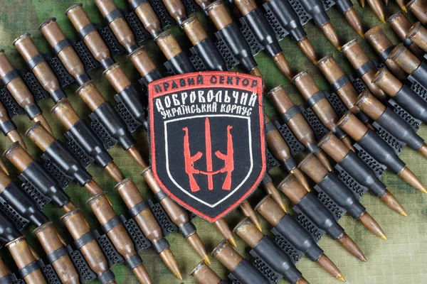 Kiev Ukraine July 2015 Chevron Ukrainian Volunteers Corps Words Ukrainian — Stock Photo, Image