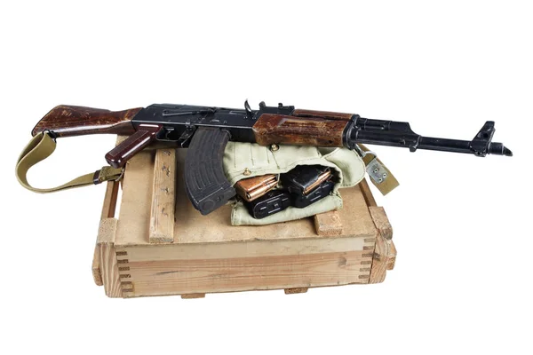 Wooden Box Ammunition Rifle Ammunition Isolated — Stock Photo, Image