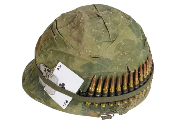 Casco Del Ejército Estados Unidos Vietnam Período Guerra Con Cubierta —  Fotos de Stock